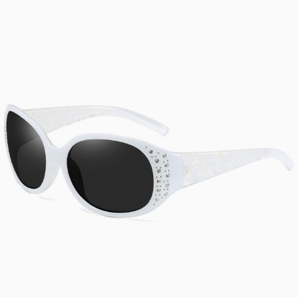 Elegant White Sunglasses with Crystal Accents